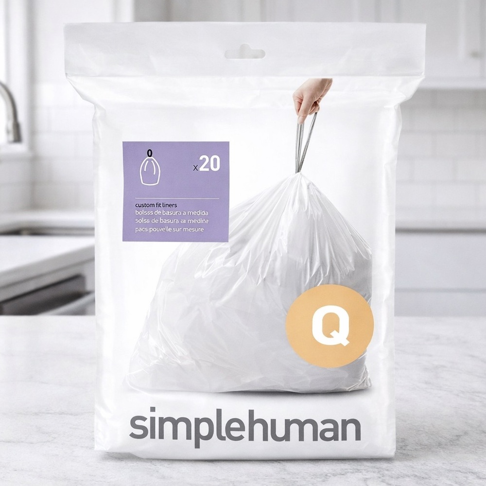simplehuman Code Q Custom Fit Drawstring Trash Bags – 20 Count – 50-65L